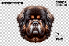 Tibetan Mastiff Dog Face Aggressive Clipart Sublimation PNG Product Image 3