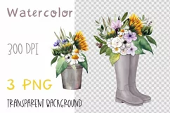 Watercolor sunflower clipart. Floral Sublimation PNG Product Image 4