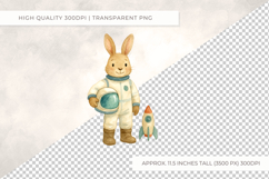 Watercolour Bunny Astronaut Clipart Boy Rabbit Spaceman Product Image 2