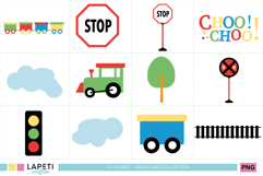 Choo choo train clipart bundle with signs clouds and trees