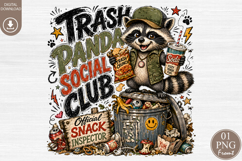 Trash Panda Social Club PNG, Funny Raccoon Sublimation Product Image 1
