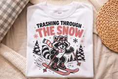 Trashing through the snow PNG, Funny raccoon t-shirt graphic Product Image 4