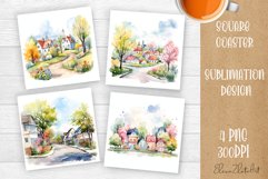 Landscape sublimation square coaster Sublimation Product Image 1