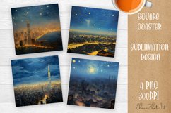 Landscape sublimation square coaster Sublimation Product Image 1