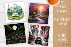 Landscape sublimation square coaster Sublimation Product Image 1