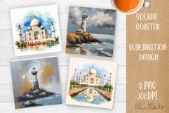 Landscape sublimation square coaster Sublimation Product Image 1