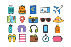 Travel Essentials Icon Pack AI PNG EPS Vector| Vacation Acce Product Image 2