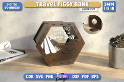 Travel Piggy Bank Laser Cut | Ticket Memory Box | Vacation Product Image 1