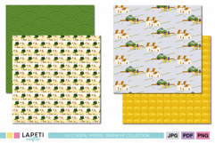Road trip themed digital paper for family vacation scrapbook album layouts
