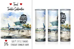 travel, airport, airplane, luggage, suitcase, vacation, tourism, journey, adventure, flight, travel concept, watercolor illustration, digital art, memories, tumbler, sublimation, sea, vacation, beach, palm, ocean, summer, money, rest, 