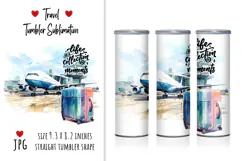 travel, airport, airplane, luggage, suitcase, vacation, tourism, journey, adventure, flight, travel concept, watercolor illustration, digital art, memories, tumbler, sublimation, sea, vacation, beach, palm, ocean, summer, money, rest, 