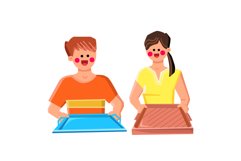 tray man woman vector Product Image 1