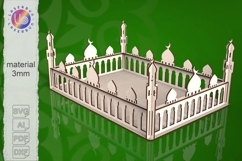 Laser Cut Mosque Tray with Minarets Arabic Style Serving SVG Product Image 1