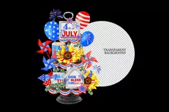 Tiered Tray 4th of July watercolor png sublimation Digital Product Image 2