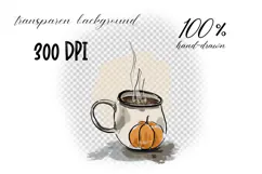 Cozy Autumn Pumpkin Coffee Mug Illustration PNG Product Image 2