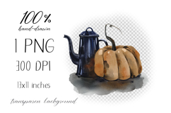 Hand-drawn illustration of teapot and pumpkin Product Image 2