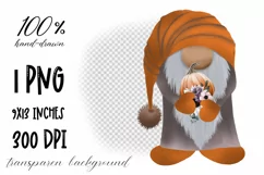 Autumn Gnome Sublimation design PNG|Gnome clipart Product Image 2