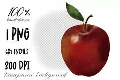Apple sublimation design. Apple PNG. Fruit clipart. Painting Product Image 2