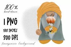 Autumn Gnome clipart with pumpkin|Sublimation design PNG| Product Image 2