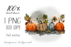 Hand Painted Watercolor Pumpkin Composition PNG Product Image 2