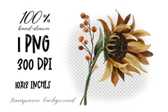 Watercolor sunflower and berries in autumn tones Product Image 2