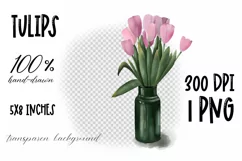 Flowers tulips clipart. Spring flowers. Sublimation designs Product Image 5