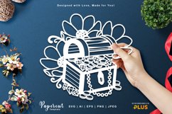 Pirate Treasure Chest with Flowers, Decorative Papercut SVG Product Image 1