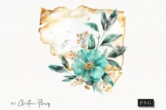 Watercolor Flower Map Clipart | Watercolor Ocean PNG Product Image 1