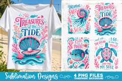 Boho sea creatures sublimation PNG, Ocean creatures 4 PNG Product Image 4