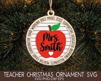 Funny Teacher Christmas Ornaments SVG, School Ornament Laser Product Image 2