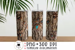 tree bark png design with a paw print showing on skinny tumblers