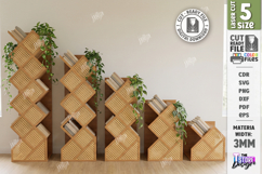Tree Bookshelf Laser Cut | Vertical Wooden Bookcase SVG |CNC Product Image 1