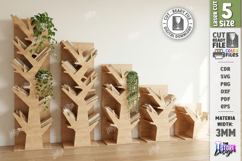 Tree Bookshelf Laser Cut | Vertical Wooden Bookcase SVG |CNC Product Image 1