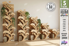 Tree Bookshelf Laser Cut | Vertical Wooden Bookcase SVG |CNC Product Image 1