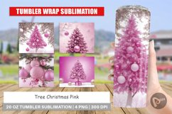 Tree Christmas Pink Tumbler Sublimation Wrap Product Image 1