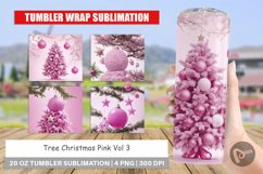 Tumbler Sublimation Wrap Tree Christmas Pink Product Image 1