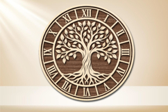 Tree Clock Round Laser Cut SVG Product Image 1
