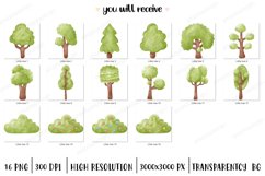 Forest tree clipart, tree watercolor clipart, flower bush Product Image 2