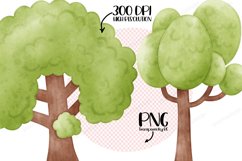 Forest tree clipart, tree watercolor clipart, flower bush Product Image 3