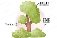 Forest tree clipart, tree watercolor clipart, flower bush Product Image 4