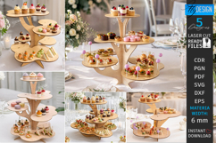 Party Tiered Trays Laser Cut Bundle | Cupcake Holders | CNC Product Image 1