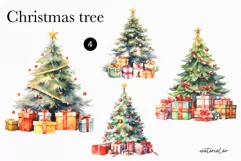 Watercolor Winter Clipart - Watercolor Christmas Tree Product Image 2