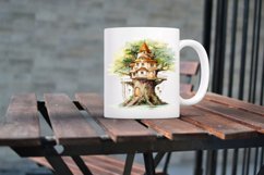 Fairy Tree House Watercolor Sublimation Clipart Product Image 9
