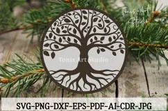 Tree of Life Laser Cut File SVG PNG DXF, Round Sign Product Image 1