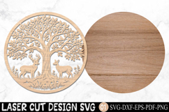 Tree Of Life Laser Cut SVG, Deer In Forest Round Wall Art Product Image 2