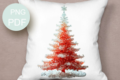 Red crystals Christmas tree Sublimation png Merry Christmas Product Image 1