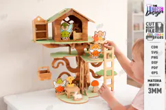 Fairy Forest Doll House Laser Cut Files | Treehouse Toy SVG Product Image 2