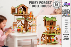 Fairy Forest Doll House Laser Cut Files | Treehouse Toy SVG Product Image 1