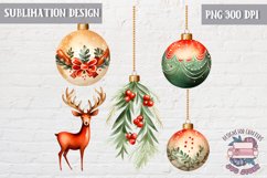 Christmas Ornament Balls sublimation Winter Red PNG Product Image 1