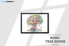 Boho treehouse 1, Watercolor Design, Transparent Png File Product Image 1